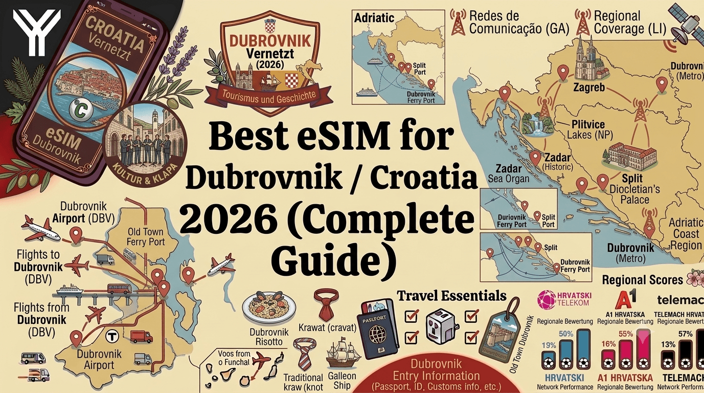 Best eSIM for Croatia 2026: Staying Connected from Dubrovnik to Plitvice Lakes