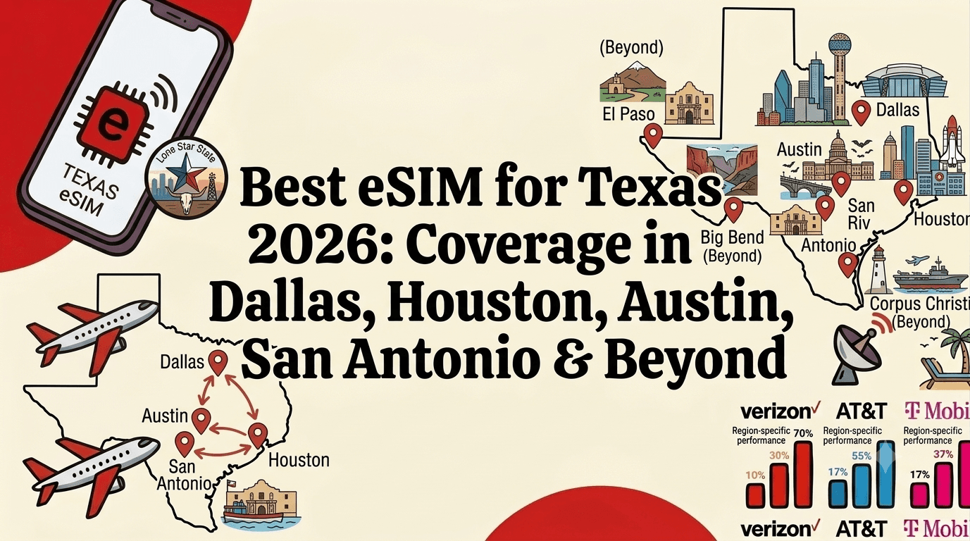 Best eSIM for Texas 2026: Coverage in Dallas, Houston, Austin, San Antonio & Beyond